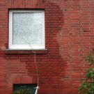Außenaufnahme eines Feuchtigkeitsschadens an einer Fassade